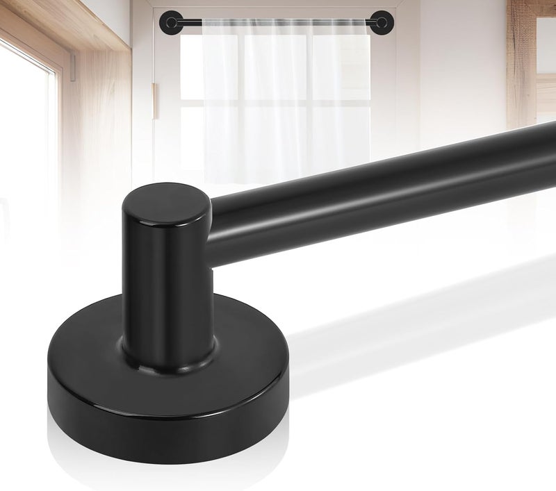 HTZON Black Magnetic Curtain Rod for Door:French Magnetic Rod for Classroom Whiteboard Calendar,Small Adjustable Magnetic Towel Bar,Tool-Free Heavy Duty Modern Magnet Cafe Pole No Drilling,16-28 Inch - Image 1